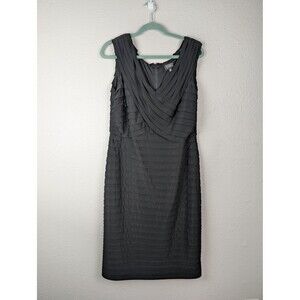 Adrianna Papell Dress Womens 16W Black Sleeveless Ruched Sheath Cocktail Formal